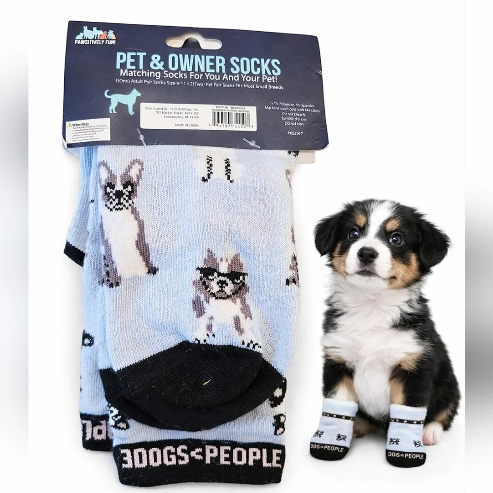 Pawsitively Fun Pet & Owner Matching Socks - Black and Gray
